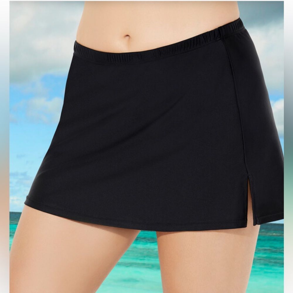 Swimsuits For All Side Slit Swim Skirt Black NEW Size 26